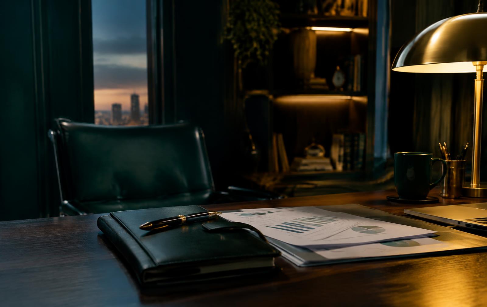 Accountancy desk with financial documents